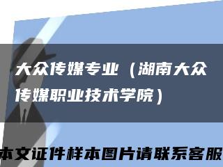 大众传媒专业（湖南大众传媒职业技术学院）缩略图