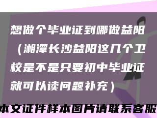 想做个毕业证到哪做益阳（湘潭长沙益阳这几个卫校是不是只要初中毕业证就可以读问题补充）缩略图