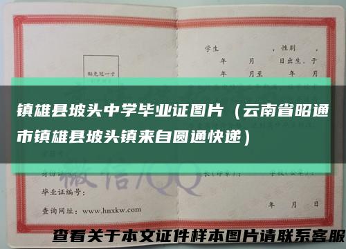 镇雄县坡头中学毕业证图片（云南省昭通市镇雄县坡头镇来自圆通快递）缩略图