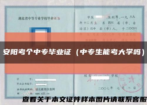 安阳考个中专毕业证（中专生能考大学吗）缩略图