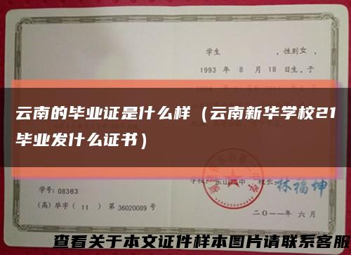 云南的毕业证是什么样（云南新华学校21毕业发什么证书）缩略图