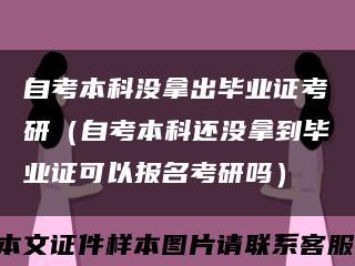 自考本科没拿出毕业证考研（自考本科还没拿到毕业证可以报名考研吗）缩略图