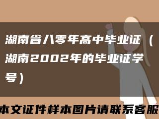 湖南省八零年高中毕业证（湖南2002年的毕业证学号）缩略图