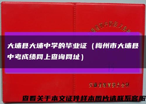 大埔县大埔中学的毕业证（梅州市大埔县中考成绩网上查询网址）缩略图