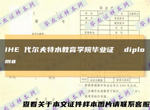 IHE 代尔夫特水教育学院毕业证  diploma缩略图