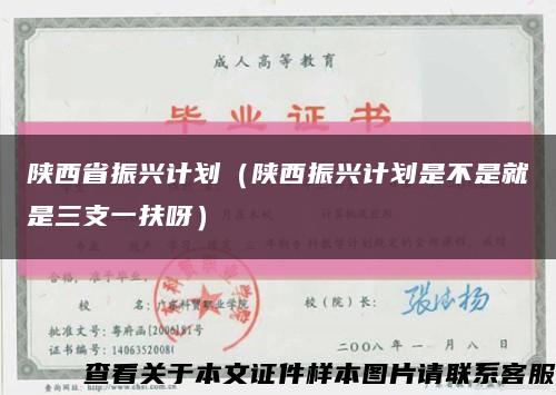 陕西省振兴计划（陕西振兴计划是不是就是三支一扶呀）缩略图