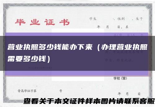 营业执照多少钱能办下来（办理营业执照需要多少钱）缩略图