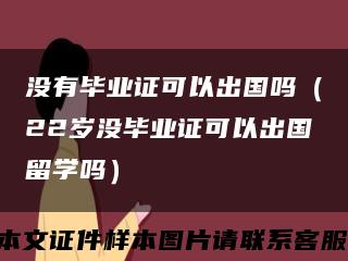 没有毕业证可以出国吗（22岁没毕业证可以出国留学吗）缩略图