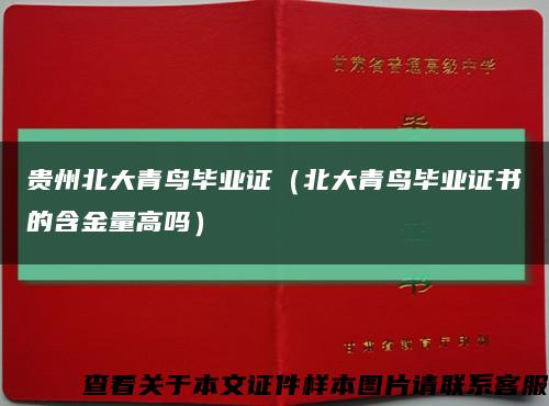 贵州北大青鸟毕业证（北大青鸟毕业证书的含金量高吗）缩略图