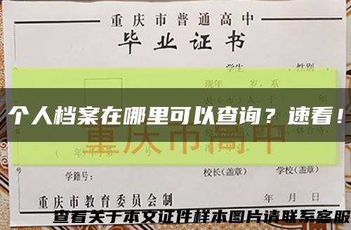 个人档案在哪里可以查询？速看！缩略图