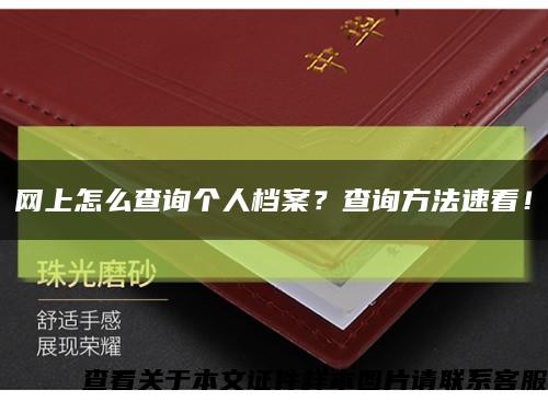 网上怎么查询个人档案？查询方法速看！缩略图