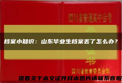 档案小知识：山东毕业生档案丢了怎么办？缩略图