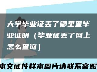 大学毕业证丢了哪里查毕业证明（毕业证丢了网上怎么查询）缩略图