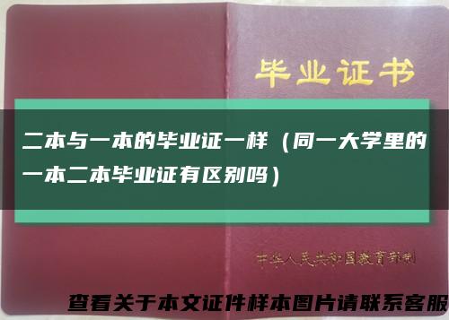 二本与一本的毕业证一样（同一大学里的一本二本毕业证有区别吗）缩略图