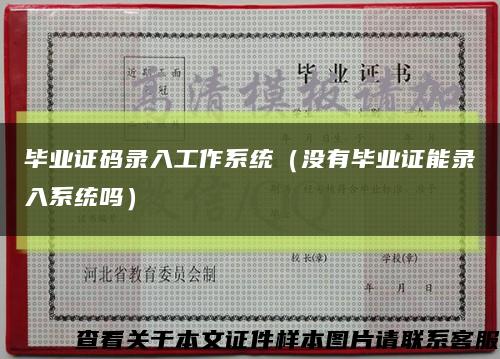 毕业证码录入工作系统（没有毕业证能录入系统吗）缩略图