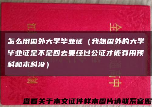 怎么用国外大学毕业证（我想国外的大学毕业证是不是回去要经过公证才能有用预科和本科没）缩略图