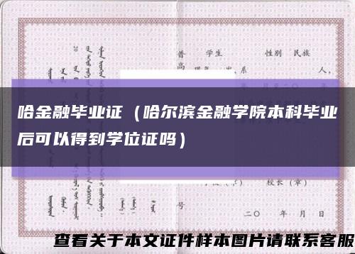 哈金融毕业证（哈尔滨金融学院本科毕业后可以得到学位证吗）缩略图