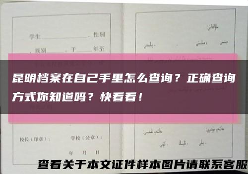 昆明档案在自己手里怎么查询？正确查询方式你知道吗？快看看！缩略图