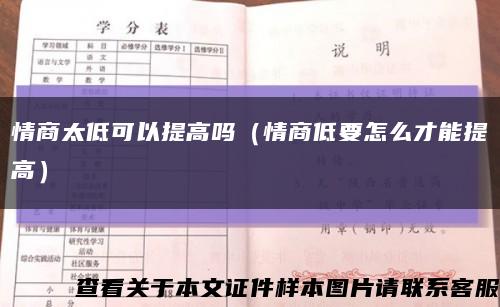 情商太低可以提高吗（情商低要怎么才能提高）缩略图