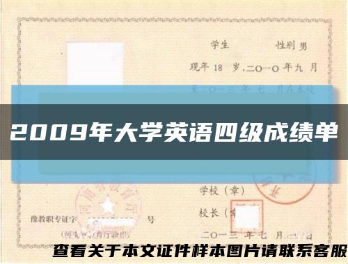 2009年大学英语四级成绩单缩略图