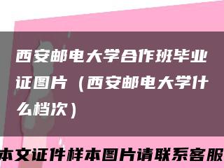 西安邮电大学合作班毕业证图片（西安邮电大学什么档次）缩略图