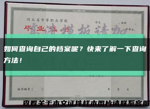 如何查询自己的档案呢？快来了解一下查询方法！缩略图