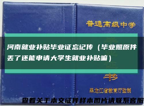 河南就业补贴毕业证忘记传（毕业照原件丢了还能申请大学生就业补贴嘛）缩略图