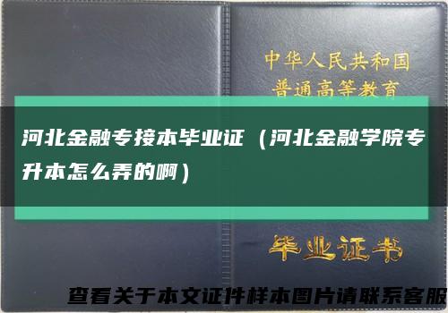 河北金融专接本毕业证（河北金融学院专升本怎么弄的啊）缩略图