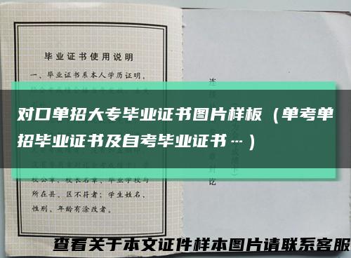 对口单招大专毕业证书图片样板（单考单招毕业证书及自考毕业证书…）缩略图