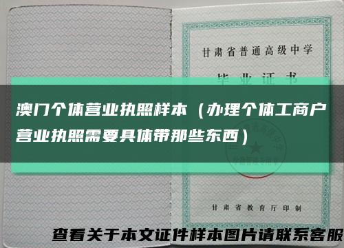 澳门个体营业执照样本（办理个体工商户营业执照需要具体带那些东西）缩略图