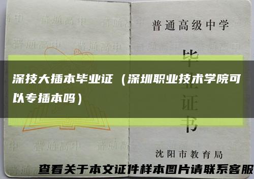 深技大插本毕业证（深圳职业技术学院可以专插本吗）缩略图