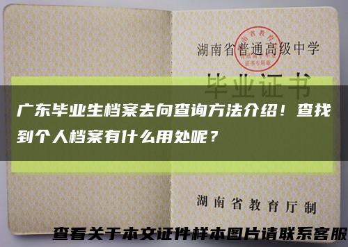 广东毕业生档案去向查询方法介绍！查找到个人档案有什么用处呢？缩略图