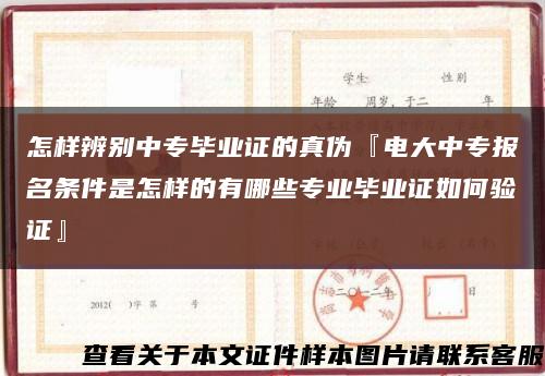 怎样辨别中专毕业证的真伪『电大中专报名条件是怎样的有哪些专业毕业证如何验证』缩略图