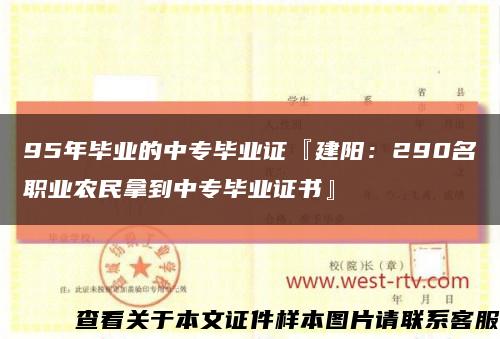 95年毕业的中专毕业证『建阳：290名职业农民拿到中专毕业证书』缩略图