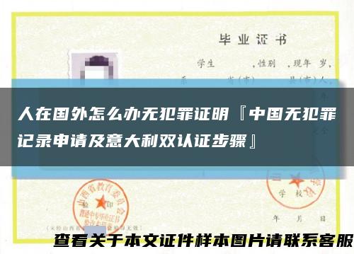 人在国外怎么办无犯罪证明『中国无犯罪记录申请及意大利双认证步骤』缩略图