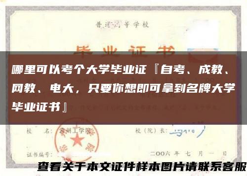 哪里可以考个大学毕业证『自考、成教、网教、电大，只要你想即可拿到名牌大学毕业证书』缩略图