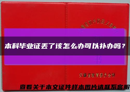 本科毕业证丢了该怎么办可以补办吗？缩略图