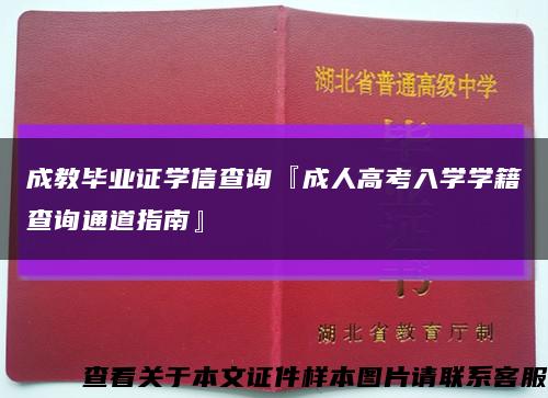 成教毕业证学信查询『成人高考入学学籍查询通道指南』缩略图