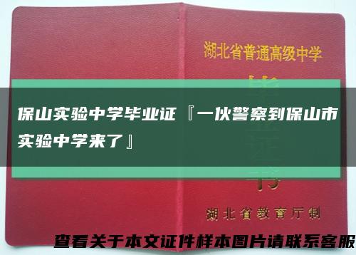 保山实验中学毕业证『一伙警察到保山市实验中学来了』缩略图