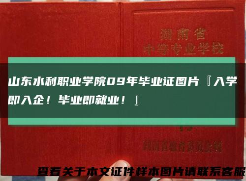 山东水利职业学院09年毕业证图片『入学即入企！毕业即就业！』缩略图