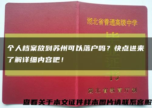 个人档案放到苏州可以落户吗？快点进来了解详细内容吧！缩略图