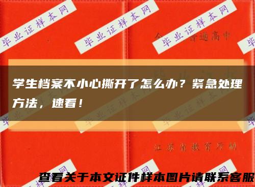 学生档案不小心撕开了怎么办？紧急处理方法，速看！缩略图