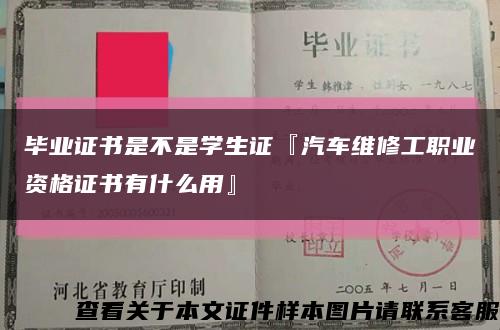 毕业证书是不是学生证『汽车维修工职业资格证书有什么用』缩略图