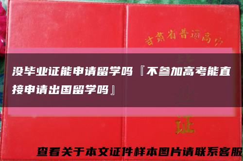 没毕业证能申请留学吗『不参加高考能直接申请出国留学吗』缩略图