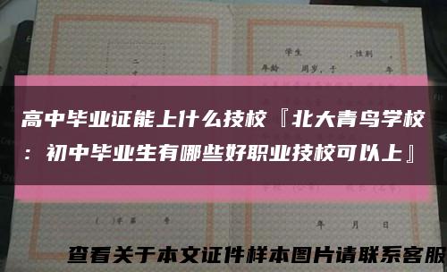 高中毕业证能上什么技校『北大青鸟学校：初中毕业生有哪些好职业技校可以上』缩略图