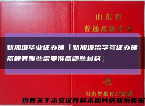 新加坡毕业证办理『新加坡留学签证办理流程有哪些需要准备哪些材料』缩略图