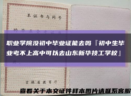 职业学院没初中毕业证能去吗『初中生毕业考不上高中可以去山东新华技工学校』缩略图