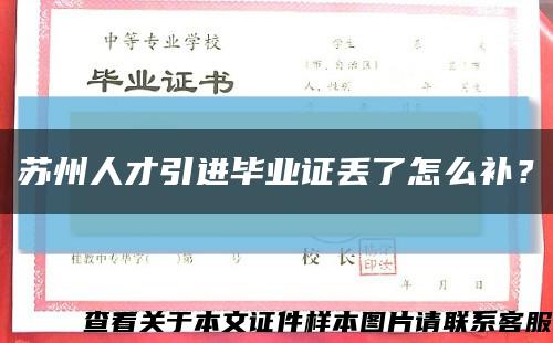 苏州人才引进毕业证丢了怎么补？缩略图