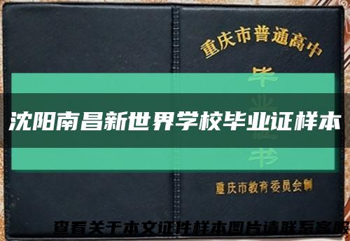 沈阳南昌新世界学校毕业证样本缩略图