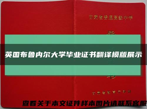 英国布鲁内尔大学毕业证书翻译模版展示缩略图